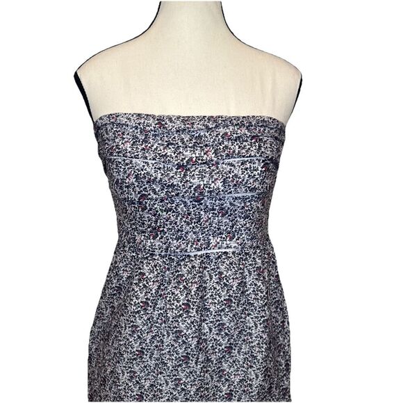 J Crew FLORAL Strapless Lined Built In Corset Silk Blend Mini Dress Sz 4 Summer - Picture 2 of 11